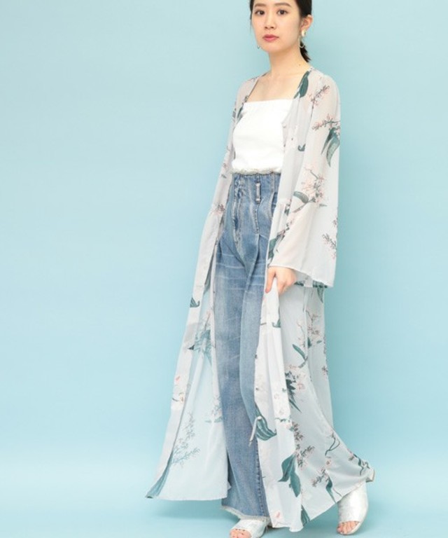 フラワープリントロングワンピース