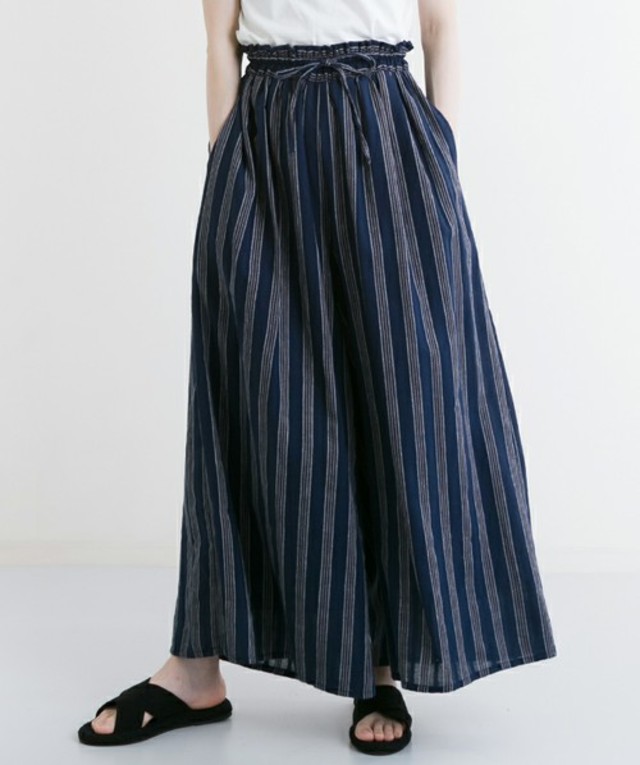 merlot マルチストライプハイウエストワイドパラッツォパンツ