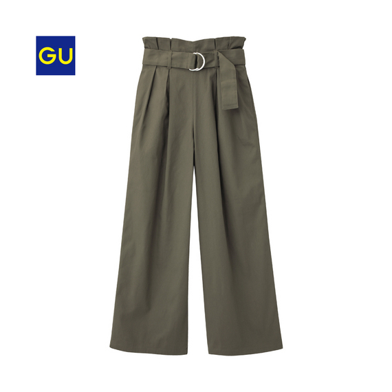 ベルト付きハイウエストワイドパンツ