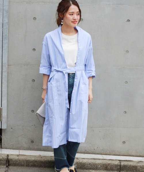 JOURNAL STANDARD relume ブルーストライプロングガウンワンピース