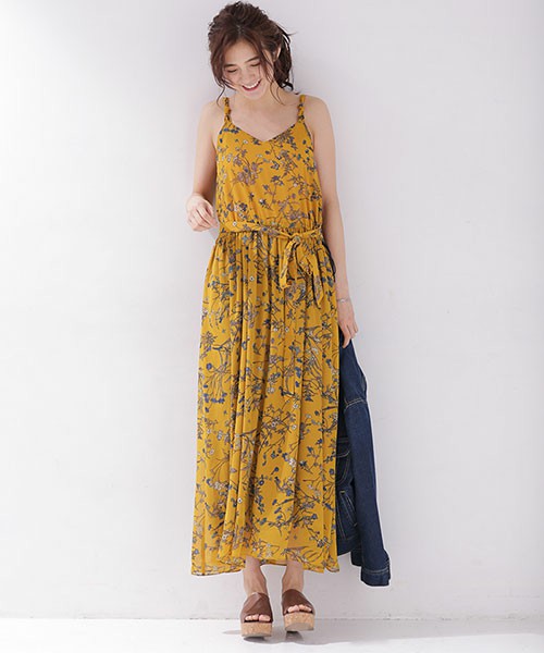 nano・universe ヴィンテージフラワーマキシワンピース