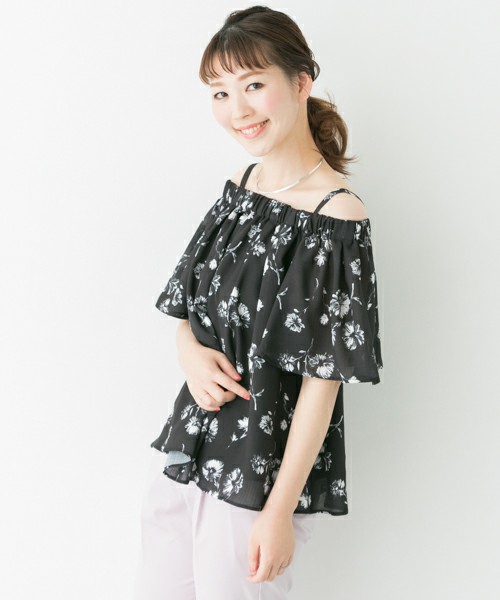 URBAN RESEARCH ROSSO ROSSO オリジナル花柄オフショルプルオーバー