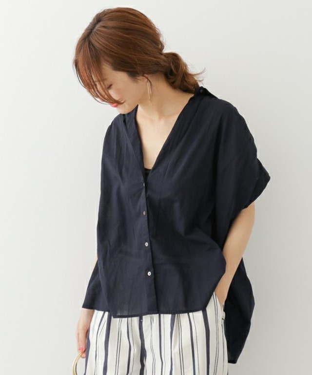 URBAN RESEARCH DOORS WOMENS コットンボイルギャザーシャツ