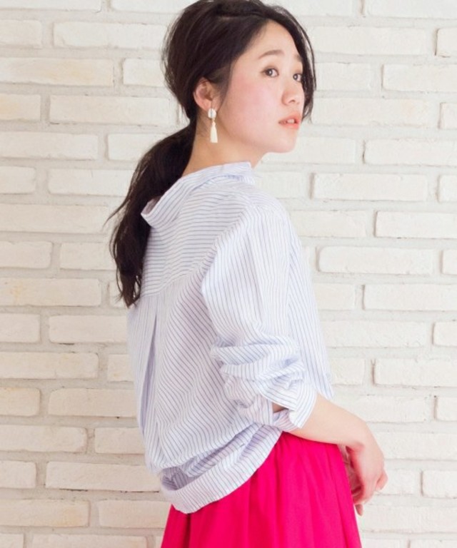 Perle Peche　コットンリネンカシュクールシャツ