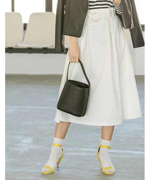 Re:EDIT　リングベルト付きミディ丈フレアスカートボトムス