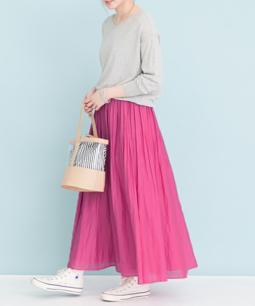 URBAN RESEARCH UR コットンシルクギャザースカート