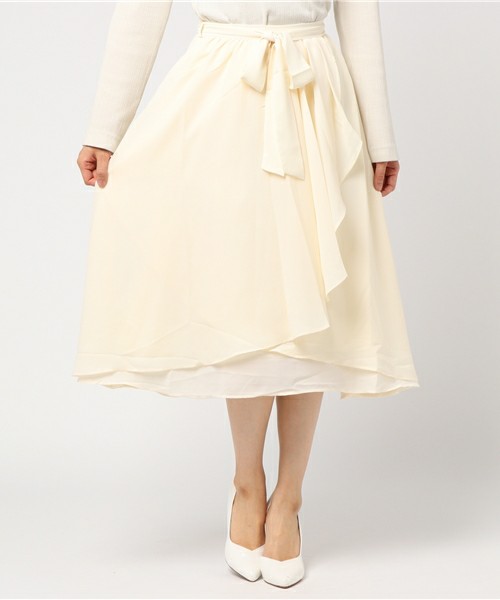 MARLENE JOBERT　ラップ風重ねフレアスカート