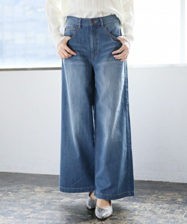 LEPSIM  デニムハイウエストワイドパンツ