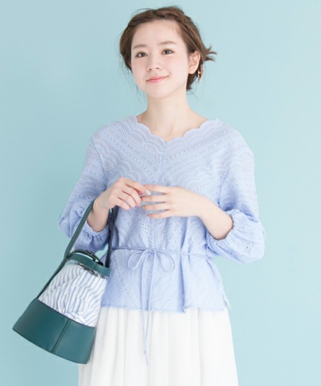 URBAN RESEARCH UR スカラップレース7分丈ブラウス