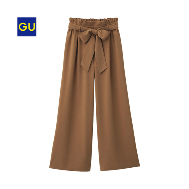 GU  ウエストリボンワイドパンツ