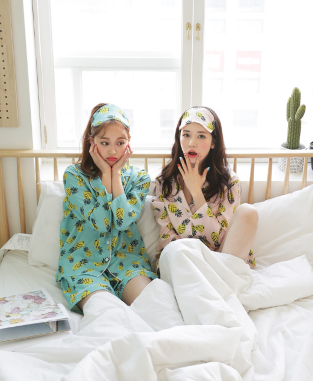 アイマスク&パイナップルパターンパジャマSET/全2色