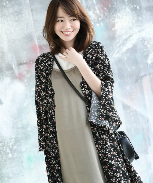 r.p.s/花柄シフォンロングカーディガン