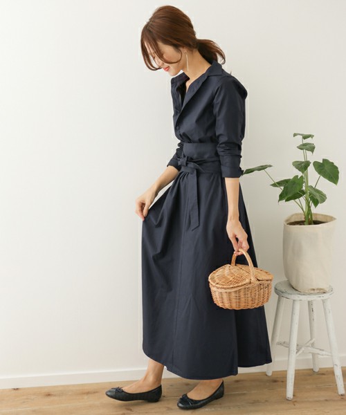 サッシュベルト付きワンピース