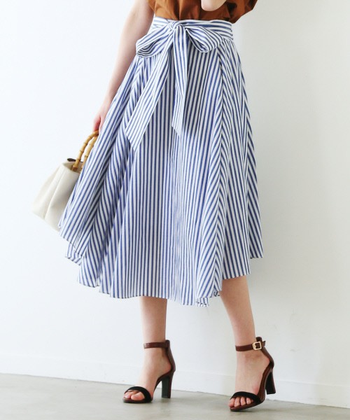 SUGAR ROSE ウエストリボンストライプスカート