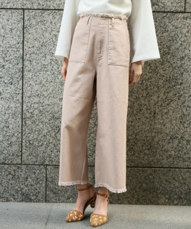 LOWRYS FARM　ハイウエストフリンジパンツ