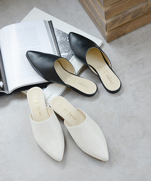 本革スリッポンミュール