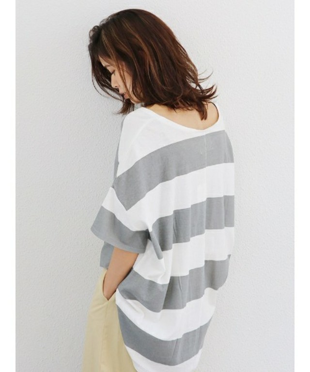 Ungrid / カラーボーダーハーフスリーブTee