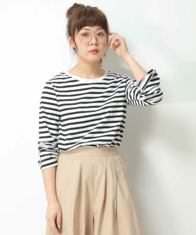 ikka  ポケット付き9分袖TEE