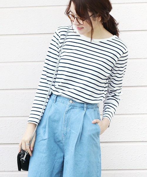 reca  〈2way〉ボーダーカットソー Uネック Vネック