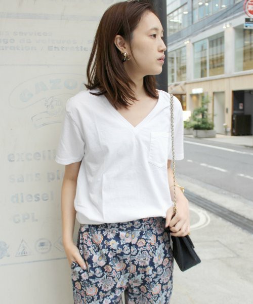 SLOBE IENA / HANESコットンVネックポケットTシャツ