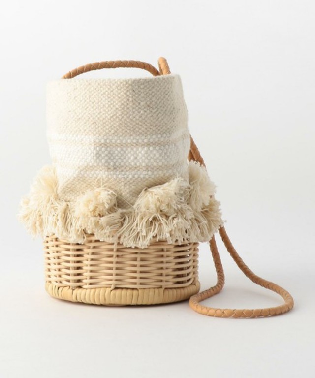 BEAUTY&YOUTHフリンジ×ボーダーラタンバッグ