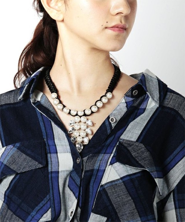 ROSE BUD COUPLES  AK23328 PEARL/JEWEL NECKLACE