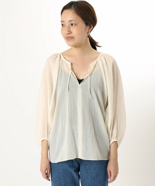 SLOBE IENA　コットンシフォンボリュームブラウス
