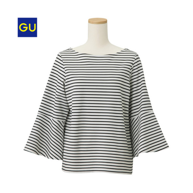 ボーダーフレアスリーブＴ（7分袖）