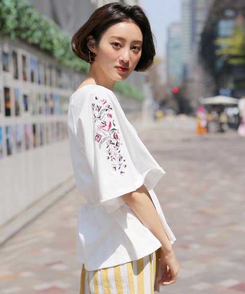 LOWRYS FARM ソデシシュウＴシャツ