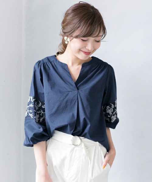 URBAN RESEARCH ROSSO 刺繍ボリュームスリーブブラウス