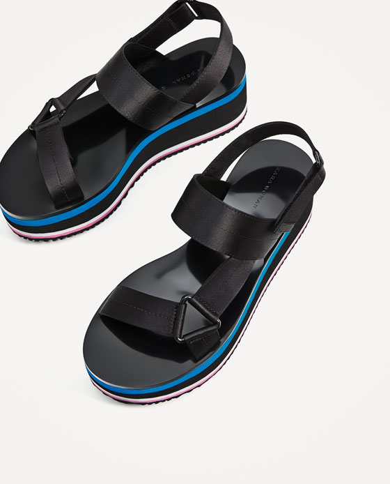 サテンストラッププラットフォームウェッジ