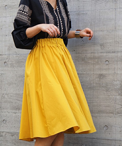 laboratory work  カラー タックギャザーミディスカート