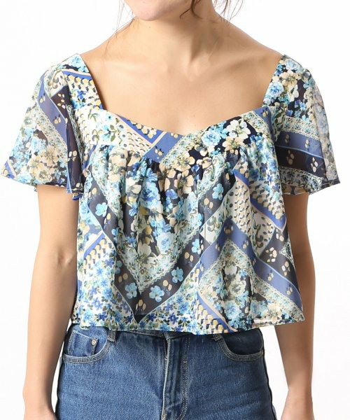 スカーフ花柄フレアトップス(LIMITLESS LUXURY)