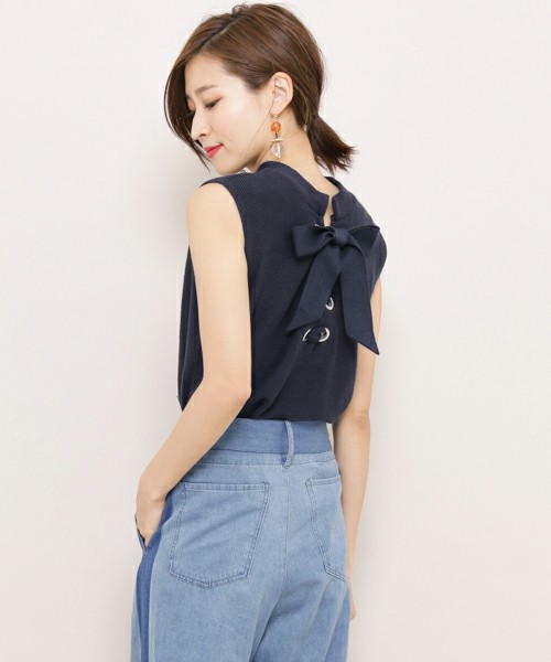 SENSE OF PLACE バックシャンレースアップTシャツ