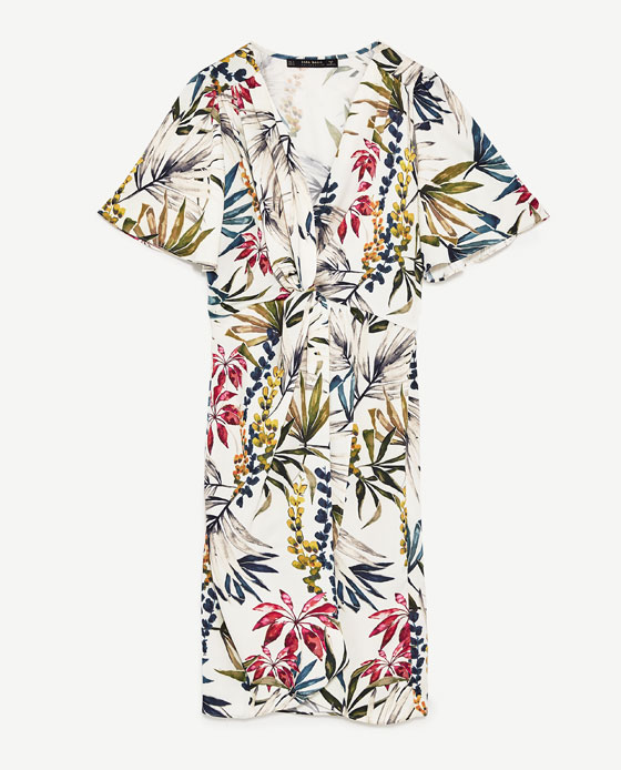 結び目付きプリントワンピース