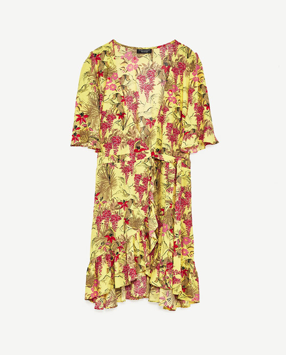 フローラルプリント入りワンピース