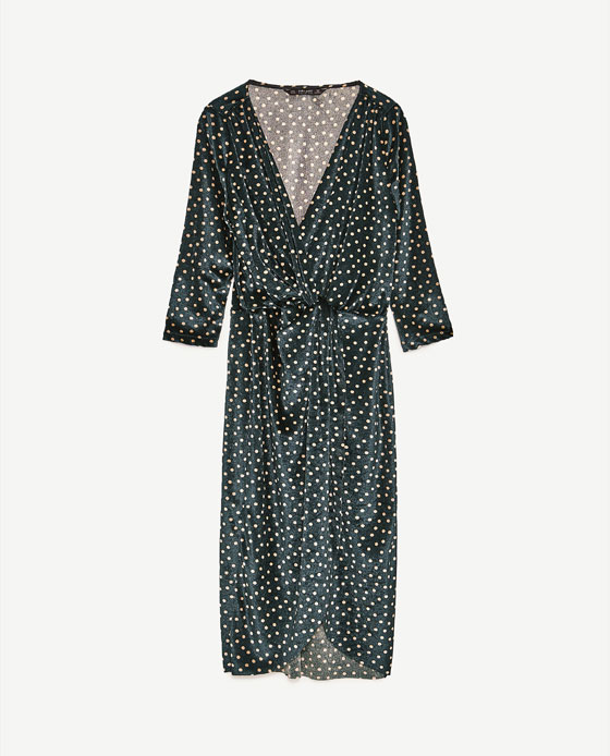 クロスオーバーフロントネックドットワンピース