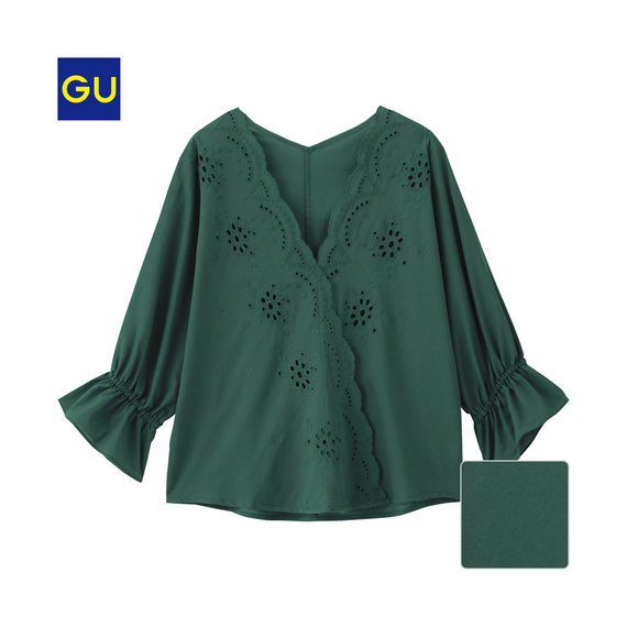 スカラップレースＶネックブラウス