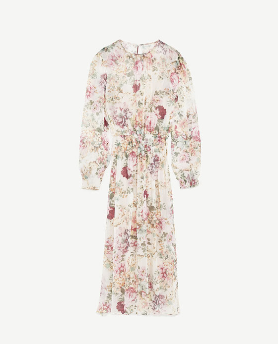 プリント地フレアーワンピース