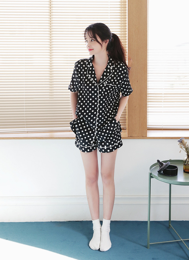 パイピングドットパターンパジャマSET