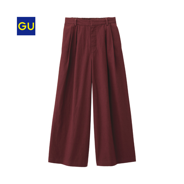GU リネンブレンド　ワイドパンツ
