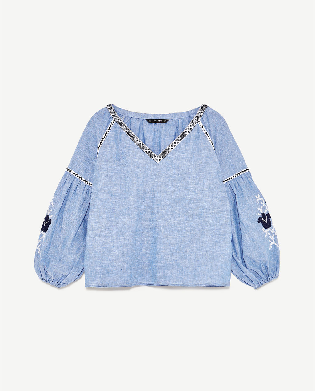 ZARA 無地刺繍入りブラウス