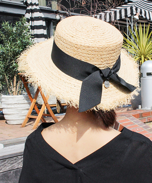 moderobe　チャーム付きリボンカンカン帽