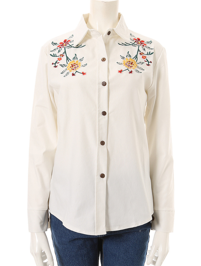 fifth　フラワー刺繍デザインシャツ