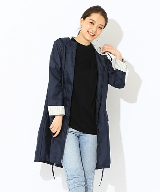 BEAMS LIGHTS　フードストライプ レインコート