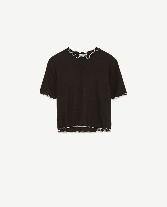 ZARA　リブ編みクロップトップス