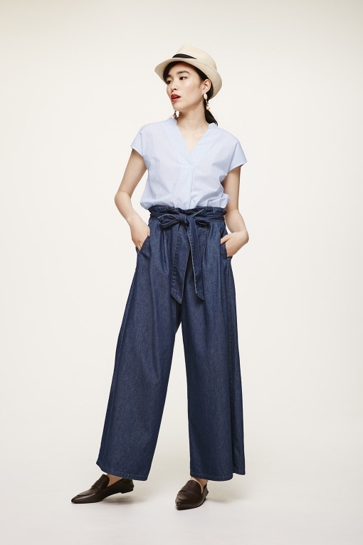 (GU)ストライプスキッパーシャツ(半袖)NU