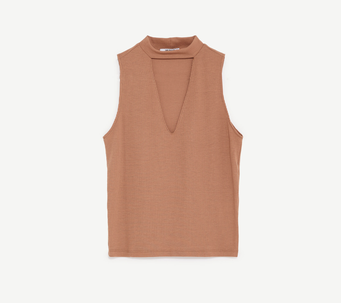 ZARA 　チョーカー風ディテール入りリブ地トップス