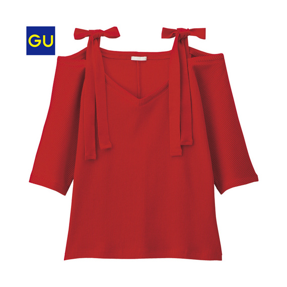 GU　リブリボンショルダーＴ