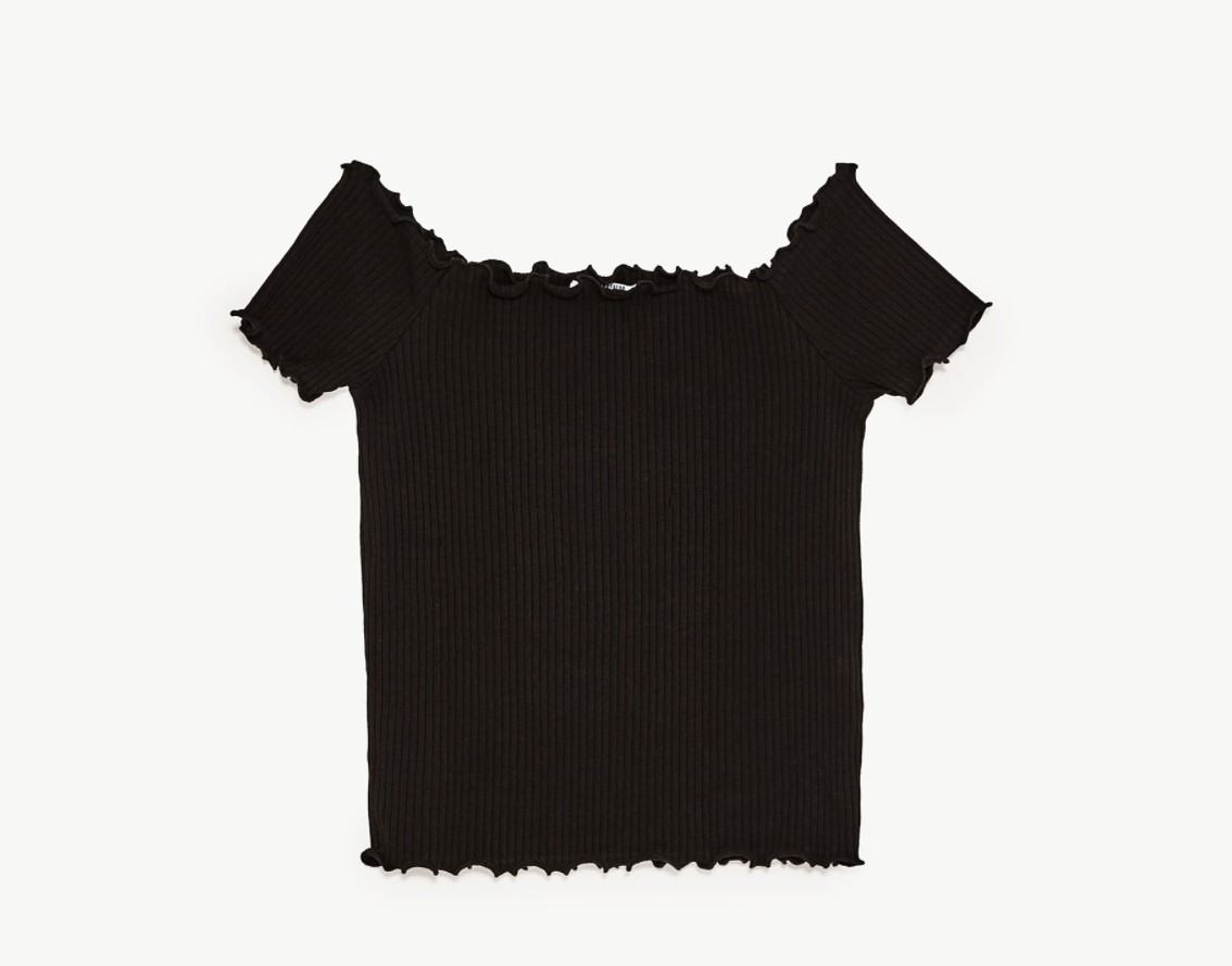 ZARA　クロップド丈オフショルダートップス